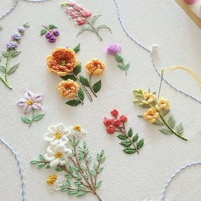 Flower Cross Stitch Small Flower Frame Embroidery Kit Embroidery Decoration DIY Embroidery Kit Handmade Cross Stitch Sewing