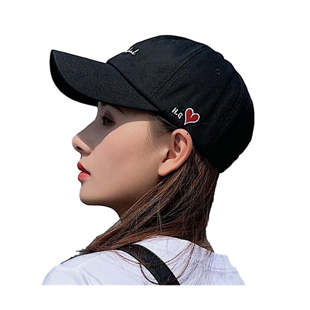 GITIAMO Cap with English and Embroidered Adjustable Available in and UV Sun and English Women's Letters, Heart, Design, Strap, Black, White, Ivory,