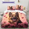 Pink German Shepherd Pattern Bedding Home Decoration Birthday Gift (1 * duvet cover + 2 * pillowcase, without core)