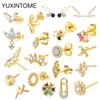 925 Silver Needle Crown Horse Eye Zircon Stud Earrings Women's Colorful Round Flower Piercing Earring Fashion Jewelry