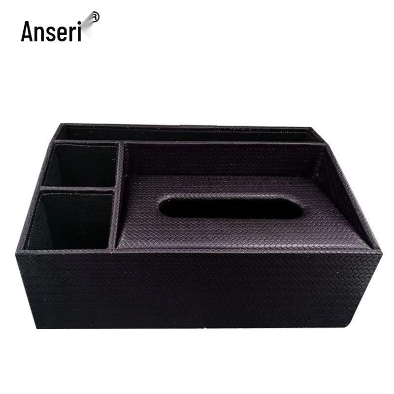 Leather Desktop Tissue Box & Organizer