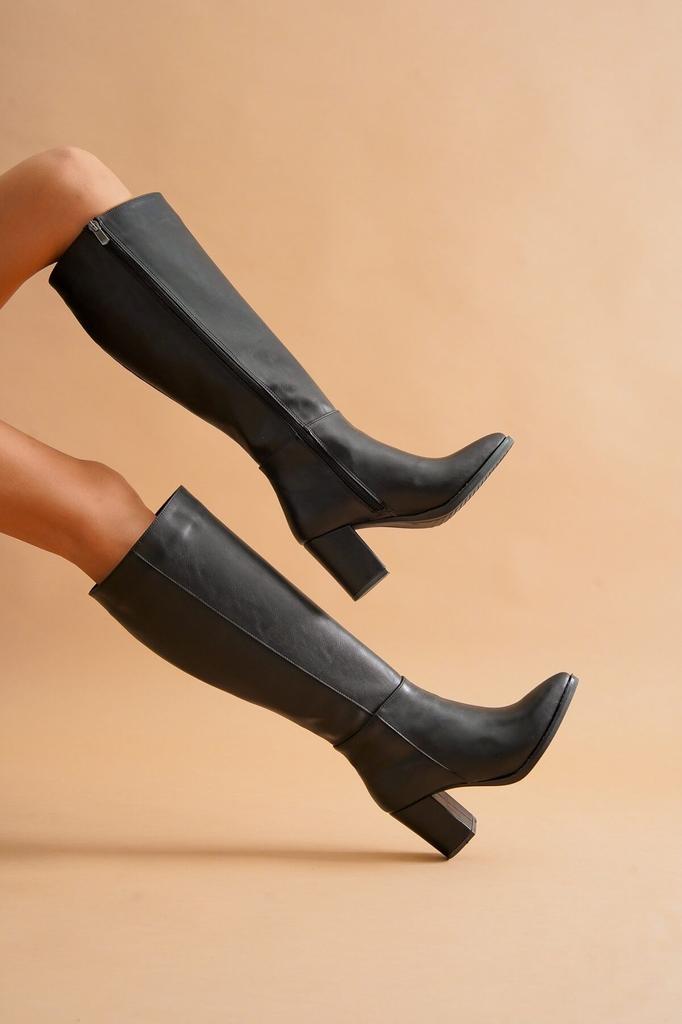 Women Modern Stylish Fashion Boots Boots Faux Leather Black Leather Heels Cm Side Zipper Daily Use Boots