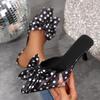 Celebrity Wind Pointed Toe Baotou Slippers Women's Outside Wear Temperament Bow Sexy High Heel Half Drag