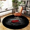 1PC Red Rose Black Background Round Chair mat Area Rug - Non-Slip, Floor Mat for Office, Bedroom, home decor Christmas Gift c0528062