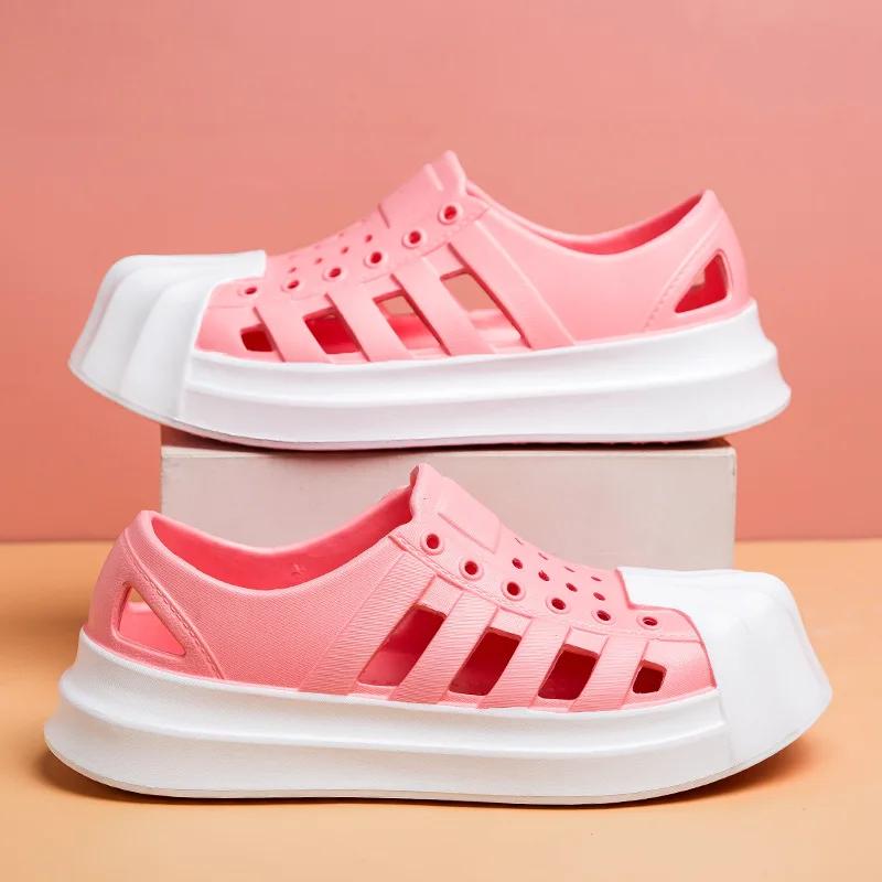 

Летняя пара обуви с полыми отверстиями, повседневная и модная пляжная дышащая и нескользящая мягкая подошва сандалии для танцев 45 розовый