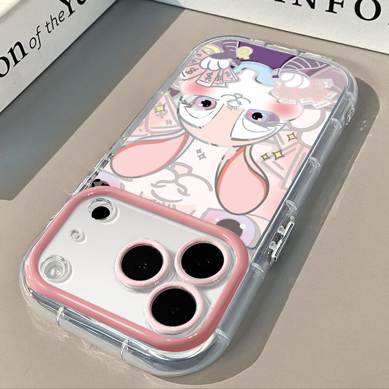 Rich Rabbit applies to iPhone17promax cream mirror mobile phone case oil 16 brand new 15 cartoons 14