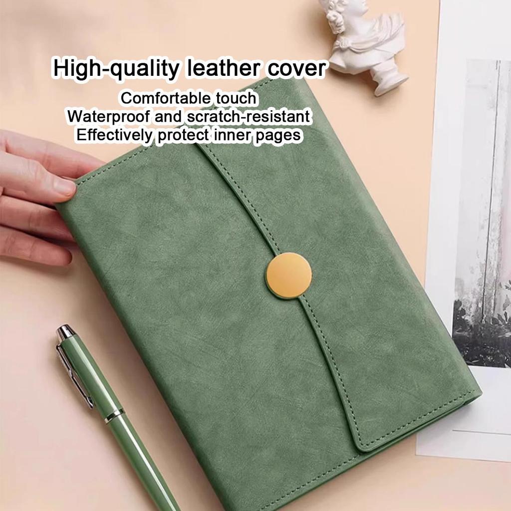 A5 Leather Buckle Notebook, Lined Pages, Business Meeting Record Book, Notepad, Student Diary, Travel Log, 100 Sheets, 200 Pages