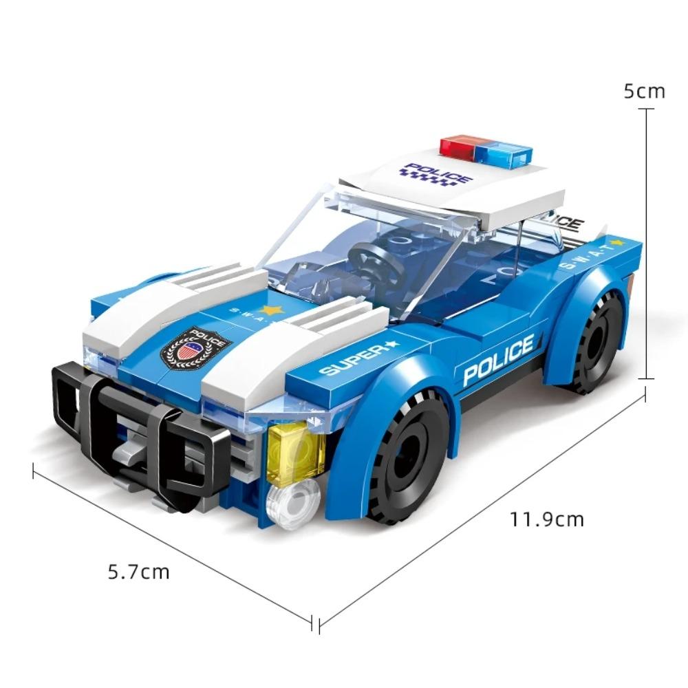 100PCS Blue Police Car Building Blocks Set, Creative Construction DIY Toy, Gift for Kids Boys Children