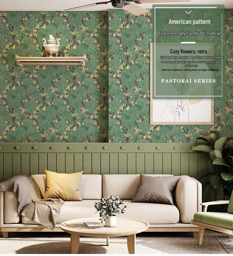 Vintage Style Self-Adhesive Wallpaper for Cozy Home Decor: Thickened American Retro Wall Stickers for Bedroom and Living Room.