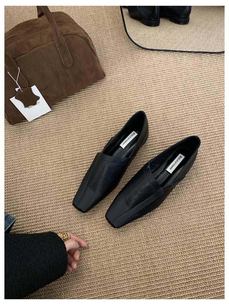 2025 New Fashion Square Toe Flats Ballet Shoes Woman Autumn Winter Footwear Slip On Causal Loafer Soft Moccasin Female Ballerina