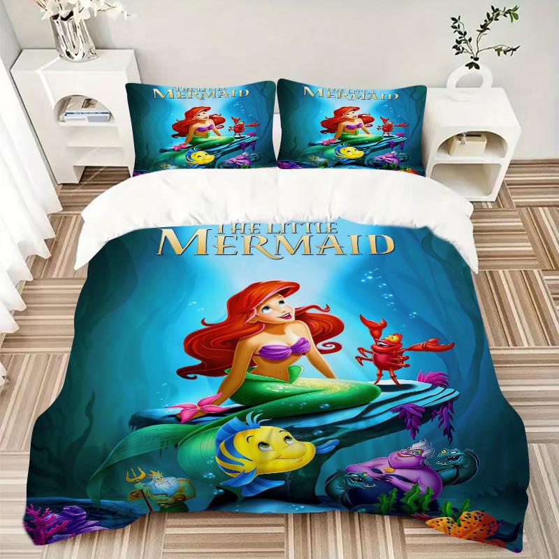 3pcs Ariel In the Sea Bedding Set Includes 1 Quilt Cover and 2 Pillowcases, Comfortable S005
