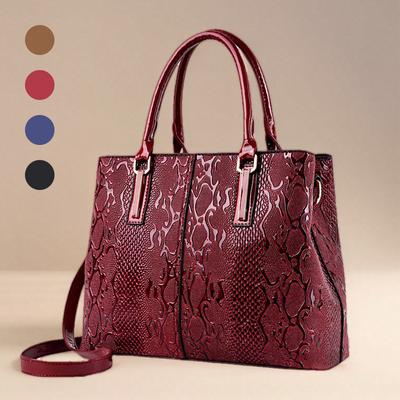 Patent Leather Snake Pattern Handbag To Work Commuter Women's Tote Bag Women's Large-capacity Shoulder Versatile Messenger Bag