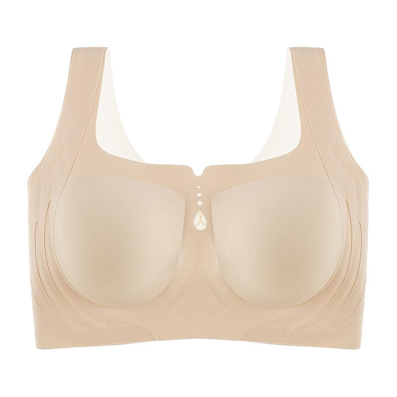 Large Size Lingerie Women's Thin Seamless Vest Style Bra with Gathered Accessory Breasts To Prevent Sagging Bra