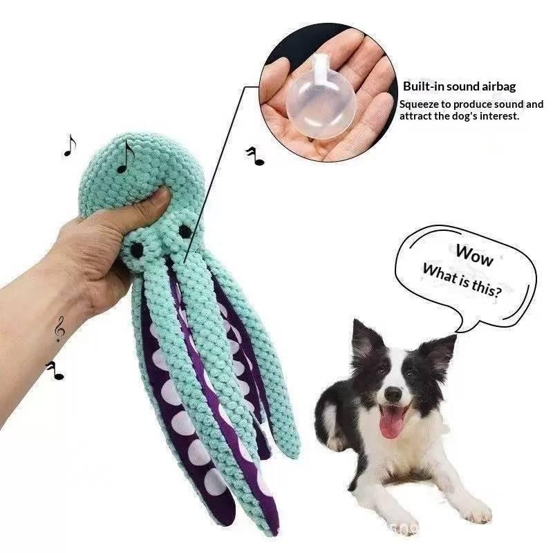 Durable Octopus Dog Chew Toy For Aggressive Chewers Squeaky Interactive Anxiety Relief Pet Toy Suitable For All Dog Breeds