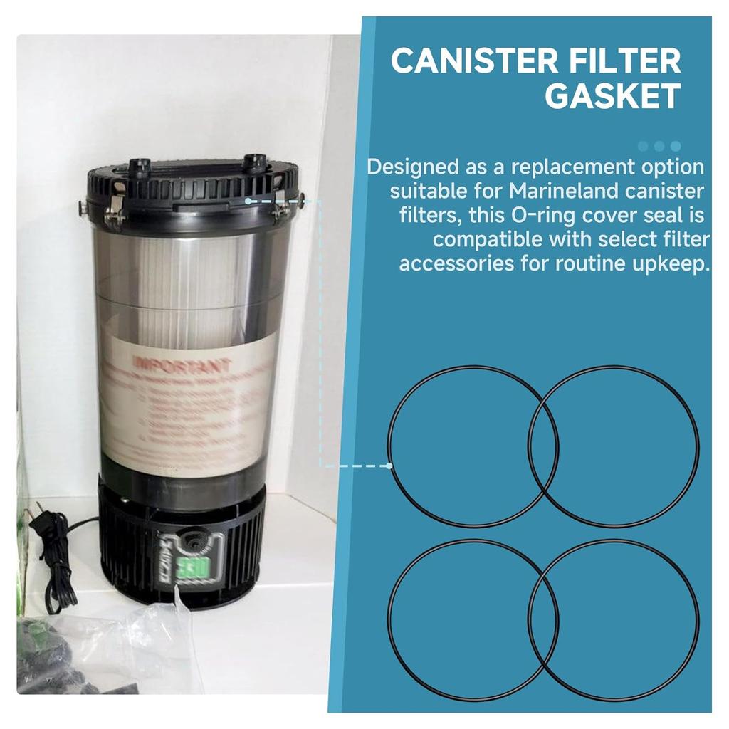 (4-Pack) 14130 / PR1413 O-Ring Cover Seal Suitable for Marineland Magnum 200, 220, 330, 350 Canister Filters, Replacement for Filter Cartridge Seals