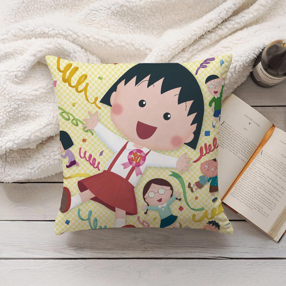 Cartoon Chibi Marukochan Pillow Case Home Decoration Cushion Cover Suitable For Bedroom Car Office Sofa
