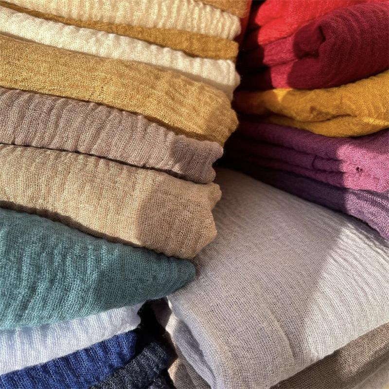 180*90cm Women Cotton Linen Crinkle Scarf Shawl Hijab Long Headscarf Scarves Head Wraps Solid Color Scarves Female Plain Head Scarf