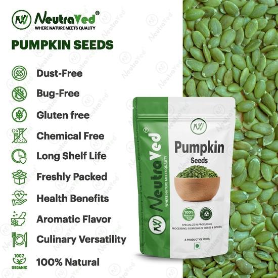 NeutraVed Pumpkin Seeds for Eating-300gm | Protein and Fiber Rich Superfood, Raw Pumpkin Seeds | Healthy Diet Snacks - 300g