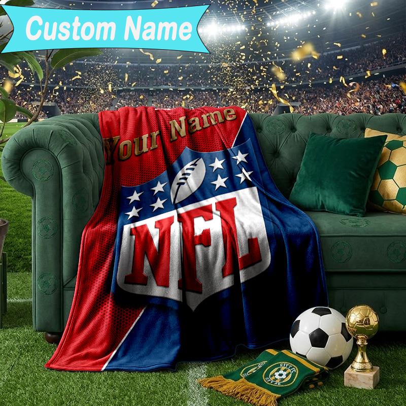 Custom Name Blanket NFL Team Collection Blanket Bedding Blanket for Travel, Camping, Living Rooms, Offices, Sofas, Fan Christmas gift