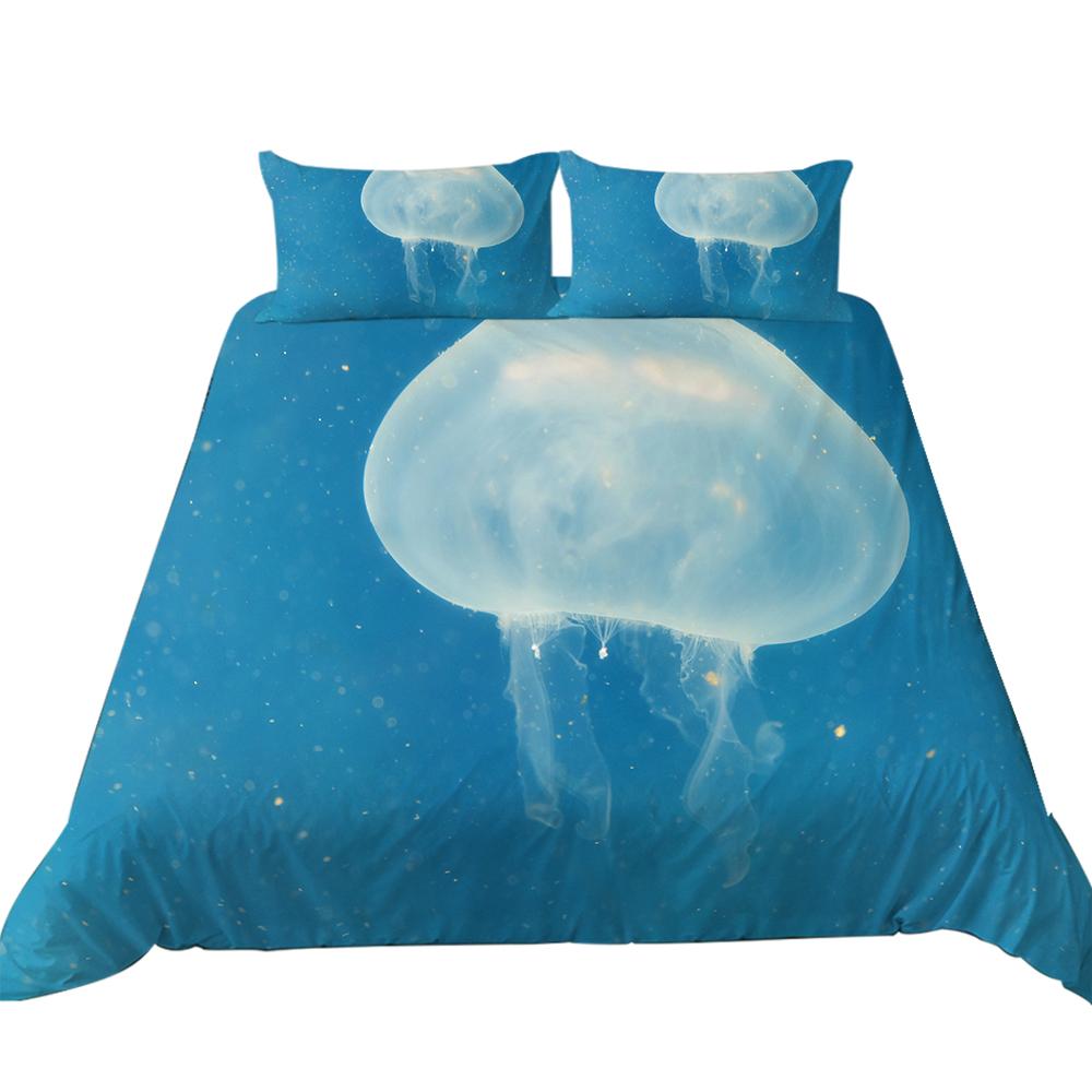 Set de lenjerie de pat 3D Ocean Animal Theme Series cu țesătură din fibră superfine Cuvertură moale și față de pernă de lux 2/3 buc.