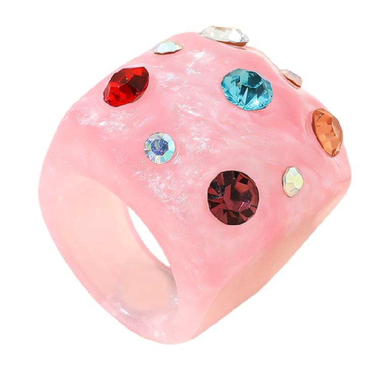 Contemporary Resin Cocktail Ring Featuring 3D Wrinkled Design And Brilliant Crystal Embellishments Finger Accessory