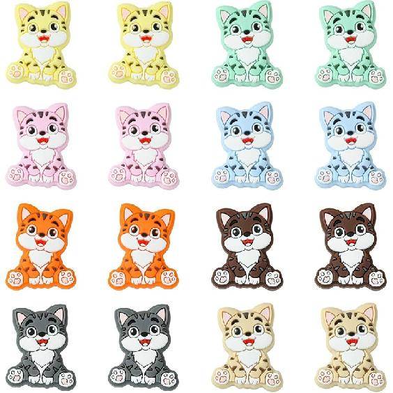 LiQunSweet 15 Pcs 15 Styles Christmas Theme Silicone Beads Santa Claus Tree Socks Snowman Snowflake Beads for DIY Jewelry Keychain Pen Craft