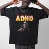 Funny ADHD Skeleton Graphic Tee Overstimulated Meme Shirt Summer Mens and Womens Loose and Breathable Tshirt Top