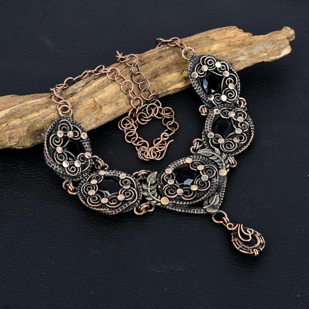 Amethyst Necklace Gemstone Jewelry, 999 Copper Wire Wrapped Necklace Gift For Women Handmade Necklace