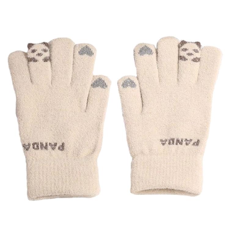 

Simple Knit Gloves Warm Soft Flexible Screentouch Hand Gloves Handwear for Everyday Wear Gift Supply For Adult Kids бежевий