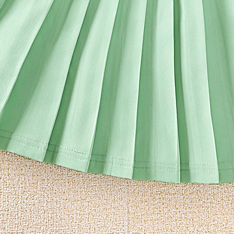 Mädchenmode-Set, Süßes besticktes Langarm-Oberteil für Kinder im Frühling, Plissee-Rock