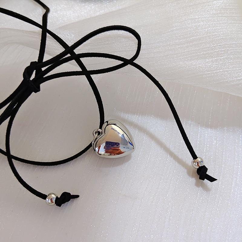 Adjustable Chain Choker Simple Large Love Heart Pendant Necklace For Women Fashion Jewelry Gifts