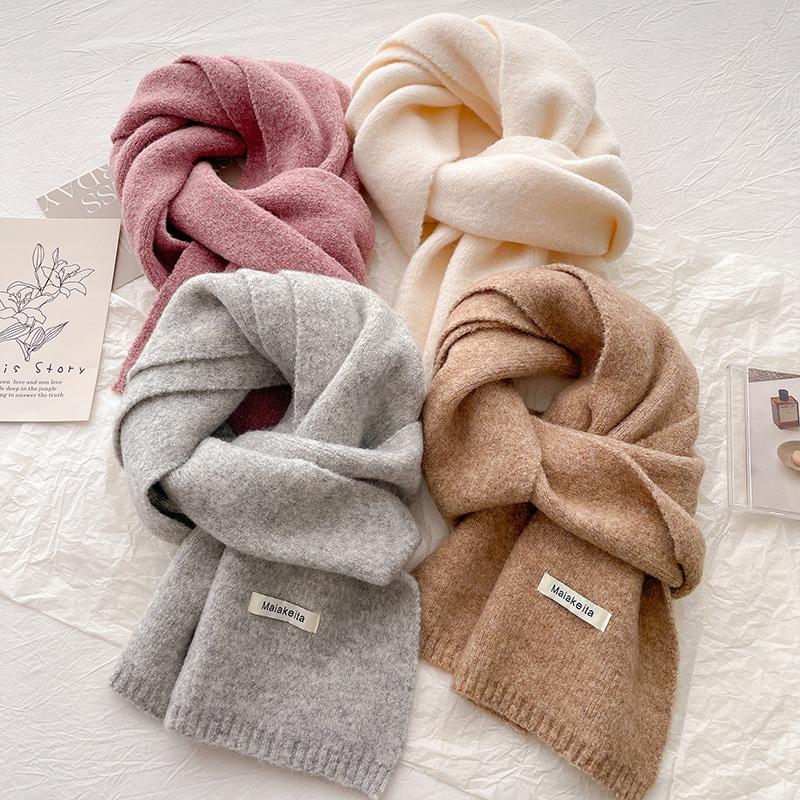New letter knitted scarf women's winter with wool versatile students warm thickened high-end scarf tide