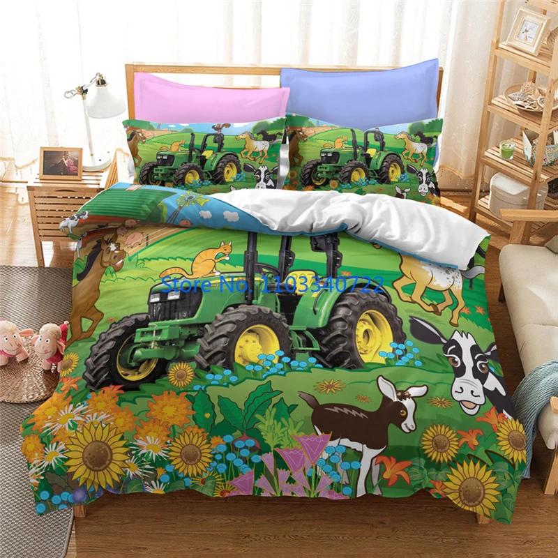 Farm Tractor 3d Bedding Set  Duvet Cover Set 3D Print Comforter Cover Bedclothes for Boy Girl Bedding Sets Bedroom Decor