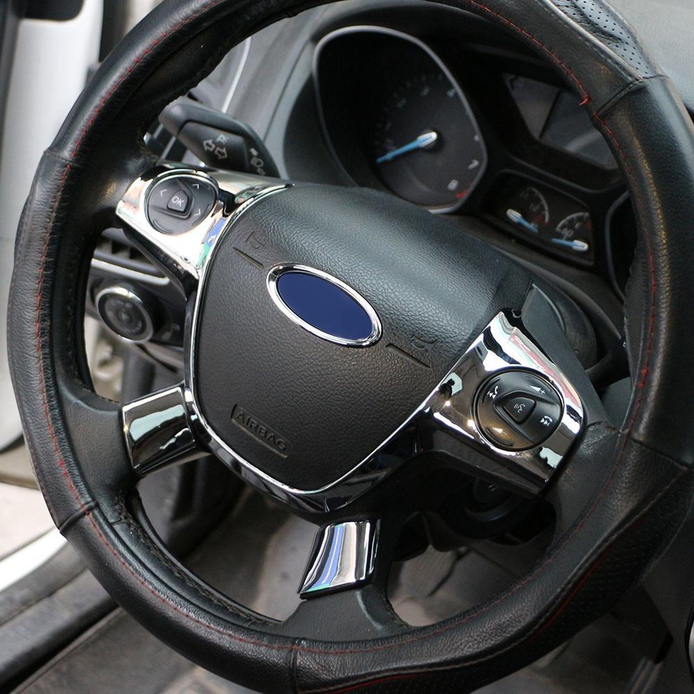 Steering Wheel Cover Sequins Trim Sticker ABS Chrome for Ford For Focus 3 Kuga Escape CMAX Grand 2011-2017 Models