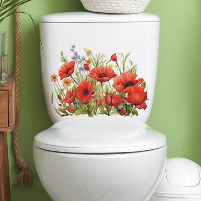 Mohngrüne Toilettenaufkleber Badezimmer Badezimmer Home Verschönerung Dekorative Wandaufkleber