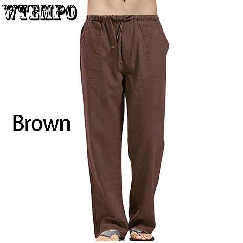 Men's Autumn Streetwear Elastic Waists Trousers Loose Pants Straight Party Pants Linen Plus Size