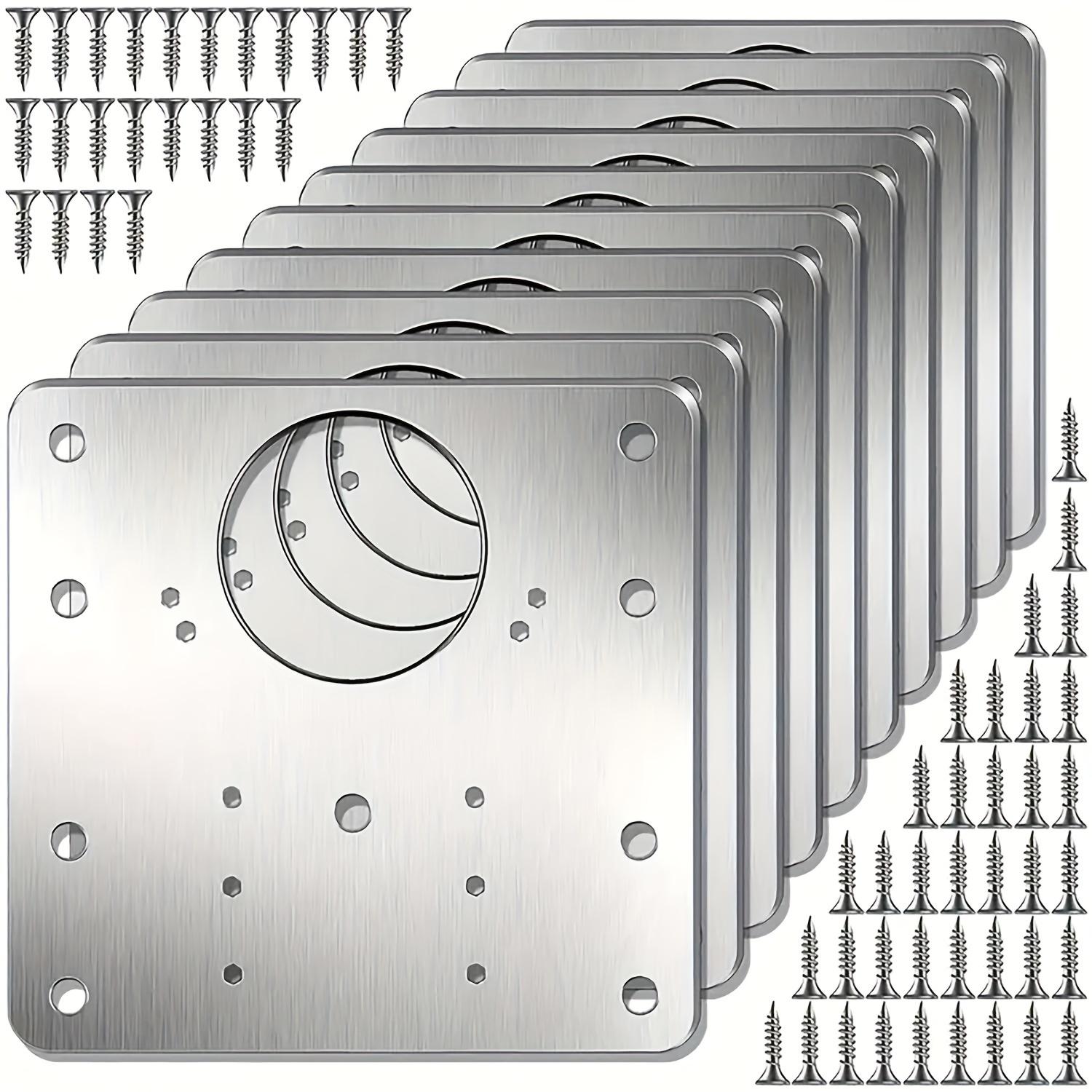 

10-Pack Cabinet Hinge Repair Plate, Polished Stainless Steel Face Mount Hinge Fixing Bracket Kit with Mounting Screws