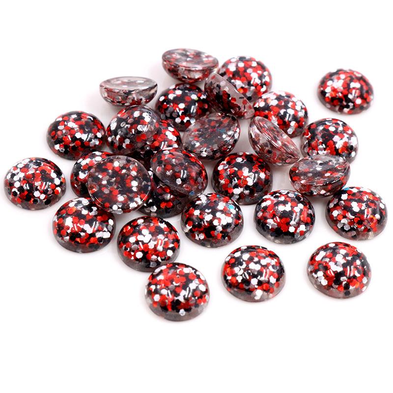 40pcs 12mm Resin Cabochons Dome Sequin Build-in DIY Jewelry Making Accessories Findings for Necklace Earrings