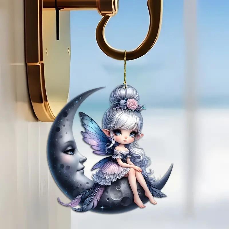 

Green Delightful Acrylic Fairy Vehicle Ornament Sweet Cartoon Design For Car Decor