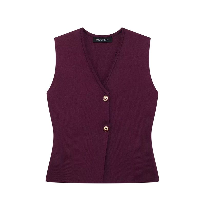 Kaslead New Arrival Women's Fashion Style Button Knitting Vest Skirt 4192015 4192016