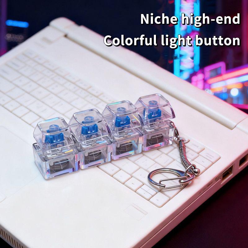 1Pc Light Up Keyboard Keychain Stress Relief Clickable Led Button Toy For People With Anxiety Office Desk Accessory