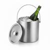 Asdays Ice Bucket, Double-Walled Vacuum Insulated, Non-Melting, Stainless Steel, with Handle and Lid (2L)