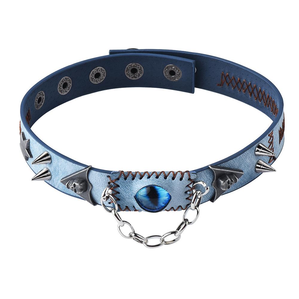 Choker Haze Blue Eyes Rivets Harajuku Collar Subculture Men And Women Tide Necklace Wasteland Wind Retro