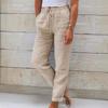 Elastic Waist Simple Cotton and Linen Wide-leg Pants, Summer Ladies Loose Trousers