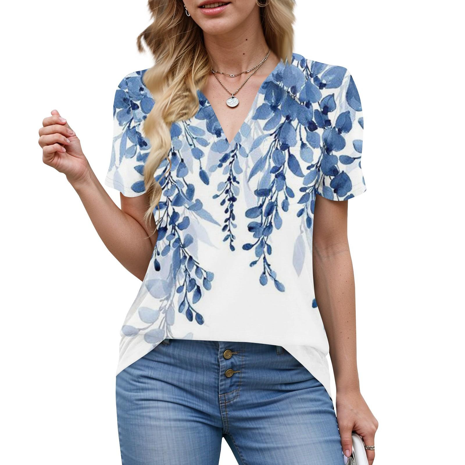 

Женские рубашки, летние деловые повседневные рабочие топы с коротким рукавом, застегивающиеся на пуговицы, воротник, V-образный вырез, блузка, футболка S