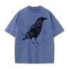 Sketch Bird Graphic Crew Neck Washed Tshirts Mother Day Tees Short Sleeve Classic  Cotton Funny Washed Tees Outdoor Adult