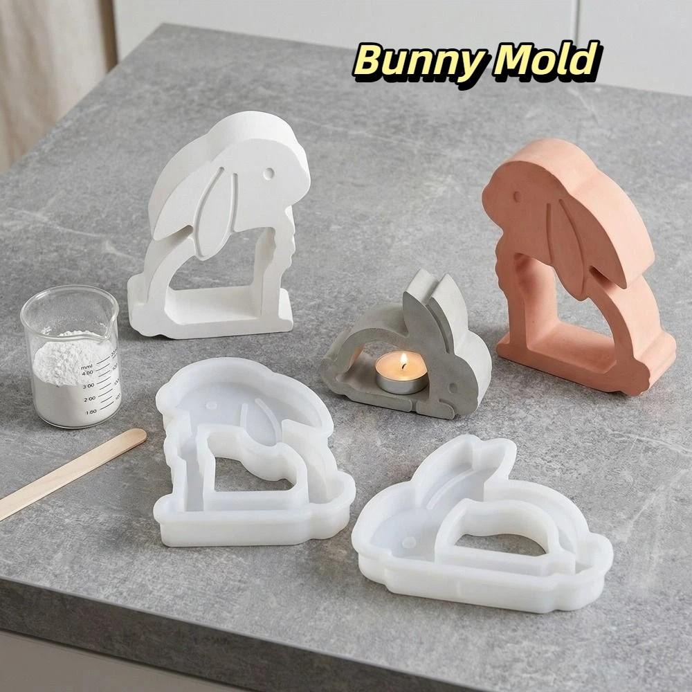 Non-Stick Easter Bunny Mold Flexible Silicone Rabbit Mold Candle Holder Mold  Home Decor