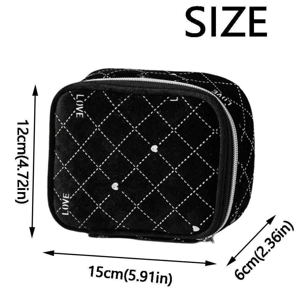 Cute Velvet Makeup Bag Zipper Closure Compact Mini Makeup Bag Lightweight Portable Cute Square Cosmetic Bag Makeup Accessory