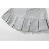 Terry Fabric Y2K Mini Skirt Women Low Waist Wide Pleat Light Grey Sexy Vintage A-line Pleated Skirt Casual Skort Summer