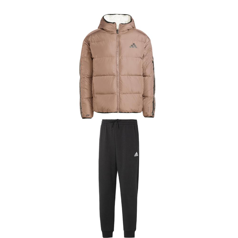

Adidas Толстовка с капюшоном на молнии, двусторонние флисовые брюки с манжетами и шнурком, повседневный спортивный комплект для мужчин, комплекты JM4622+IB4023 S